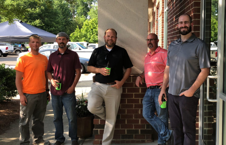 Some of our engineering staff catching up during our 10th Anniversary Celebration.