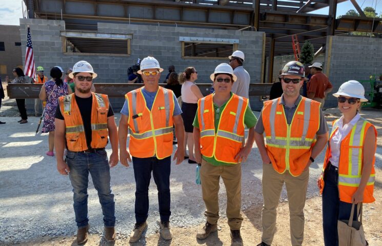 Falcon Staff at Durham Public School's New Northern High School topping out.